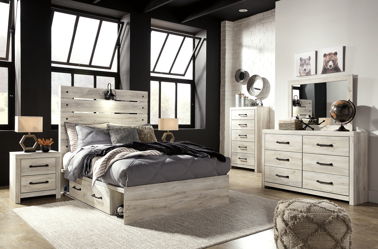 Cambeck  Panel Bed With 4 Storage Drawers