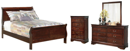 Alisdair  Sleigh Bed With Mirrored Dresser And Chest