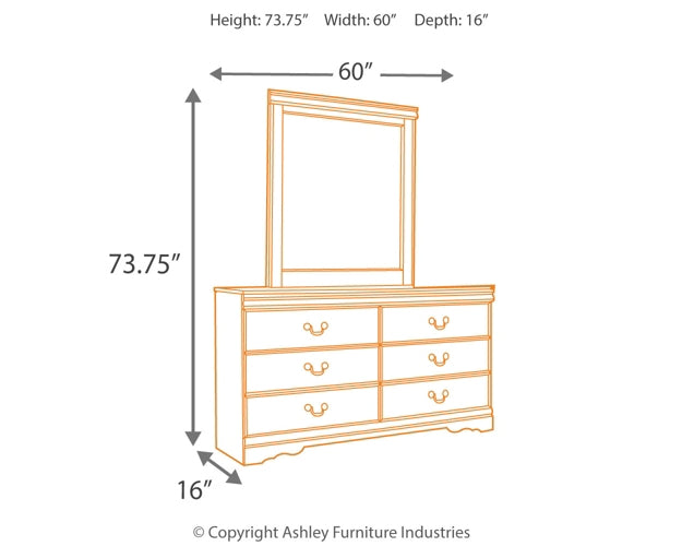 Huey Vineyard Twin Sleigh Headboard with Mirrored Dresser and Chest