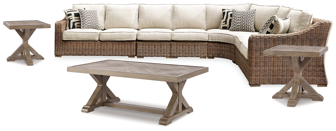 Beachcroft 5-Piece Outdoor Sectional with Coffee Table and 2 End Tables