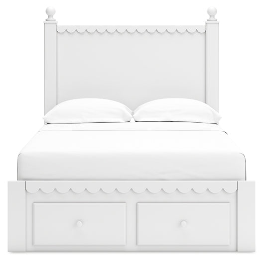 Mollviney Full Panel Storage Bed with Mirrored Dresser and Nightstand