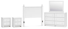 Load image into Gallery viewer, Mollviney Full Panel Headboard with Mirrored Dresser and 2 Nightstands
