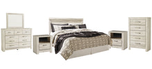 Load image into Gallery viewer, Bellaby  Panel Headboard With Mirrored Dresser, Chest And 2 Nightstands
