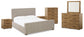 Dakmore King Upholstered Bed with Mirrored Dresser, Chest and 2 Nightstands