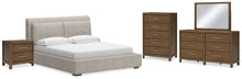 Load image into Gallery viewer, Cabalynn King Upholstered Bed with Mirrored Dresser, Chest and Nightstand
